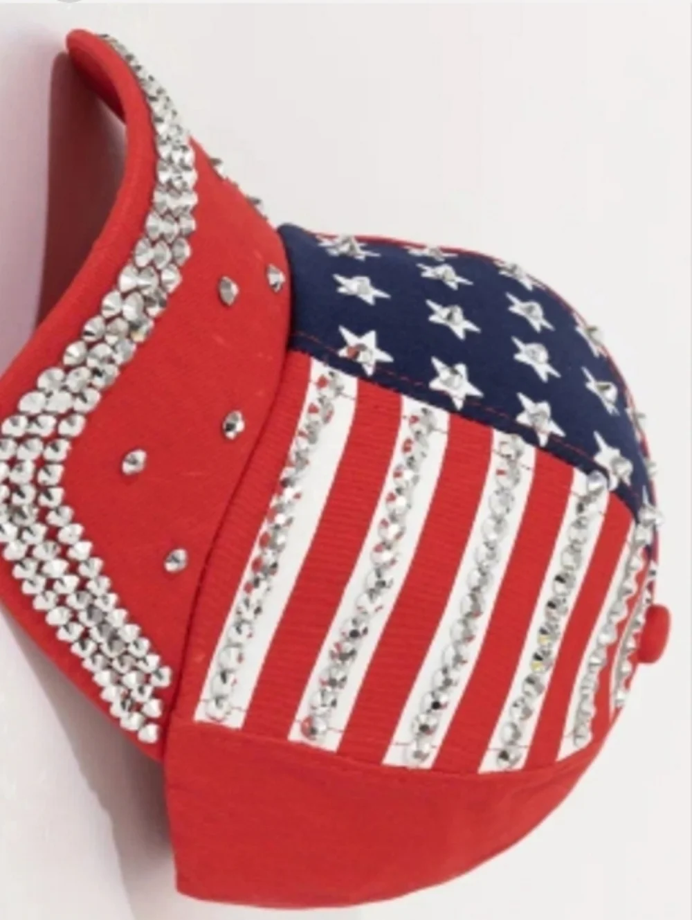 Embellished American Flag Baseball Cap - Red